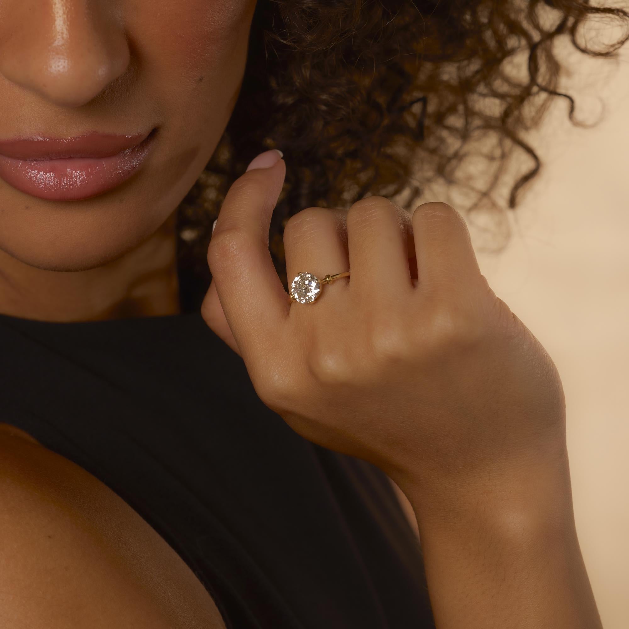 Victorian GIA 2.06 carat old European cut diamond 18k gold engagement ring