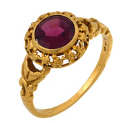 Victorian French garnet 18k yellow gold ring