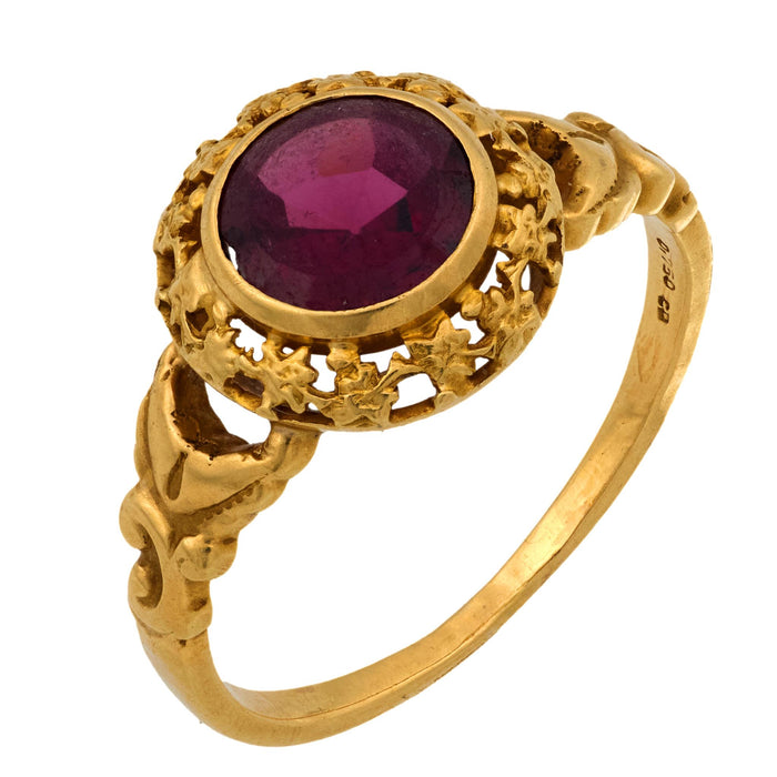Victorian French garnet 18k yellow gold ring