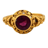 Victorian French garnet 18k yellow gold ring