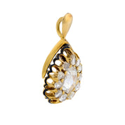 Victorian rose cut diamond 18k yellow gold and enamel pendant