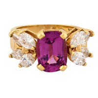 Vintage AGL 2 carat garnet diamond 14k yellow gold cocktail ring