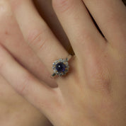 Edwardian 1.30 carat sapphire diamond platinum cluster ring