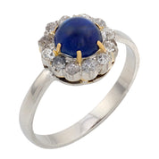 Edwardian 1.30 carat sapphire diamond platinum cluster ring