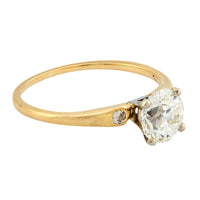 GIA 1.37 carat old European cut diamond 14k yellow gold engagement ring