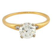 GIA 1.37 carat old European cut diamond 14k yellow gold engagement ring