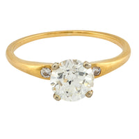 GIA 1.37 carat old European cut diamond 14k yellow gold engagement ring