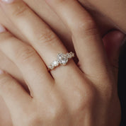 Victorian 1.21 carat diamond 18k rose gold and silver 5 stone engagement ring