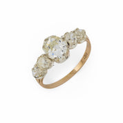Victorian 1.21 carat diamond 18k rose gold and silver 5 stone engagement ring