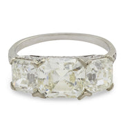 Art Deco GIA 5.29 carat asscher cut diamond platinum 3 stone engagement ring