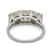 Art Deco GIA 5.29 carat asscher cut diamond platinum 3 stone engagement ring