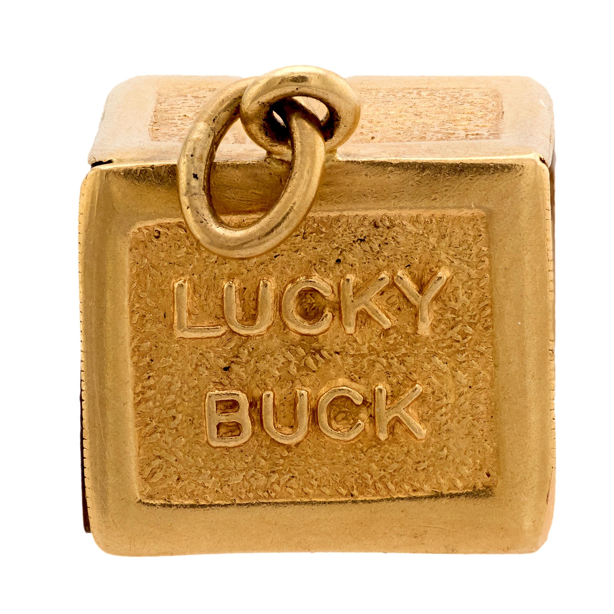 Mid Century 14k yellow gold Lucky Buck charm pendant