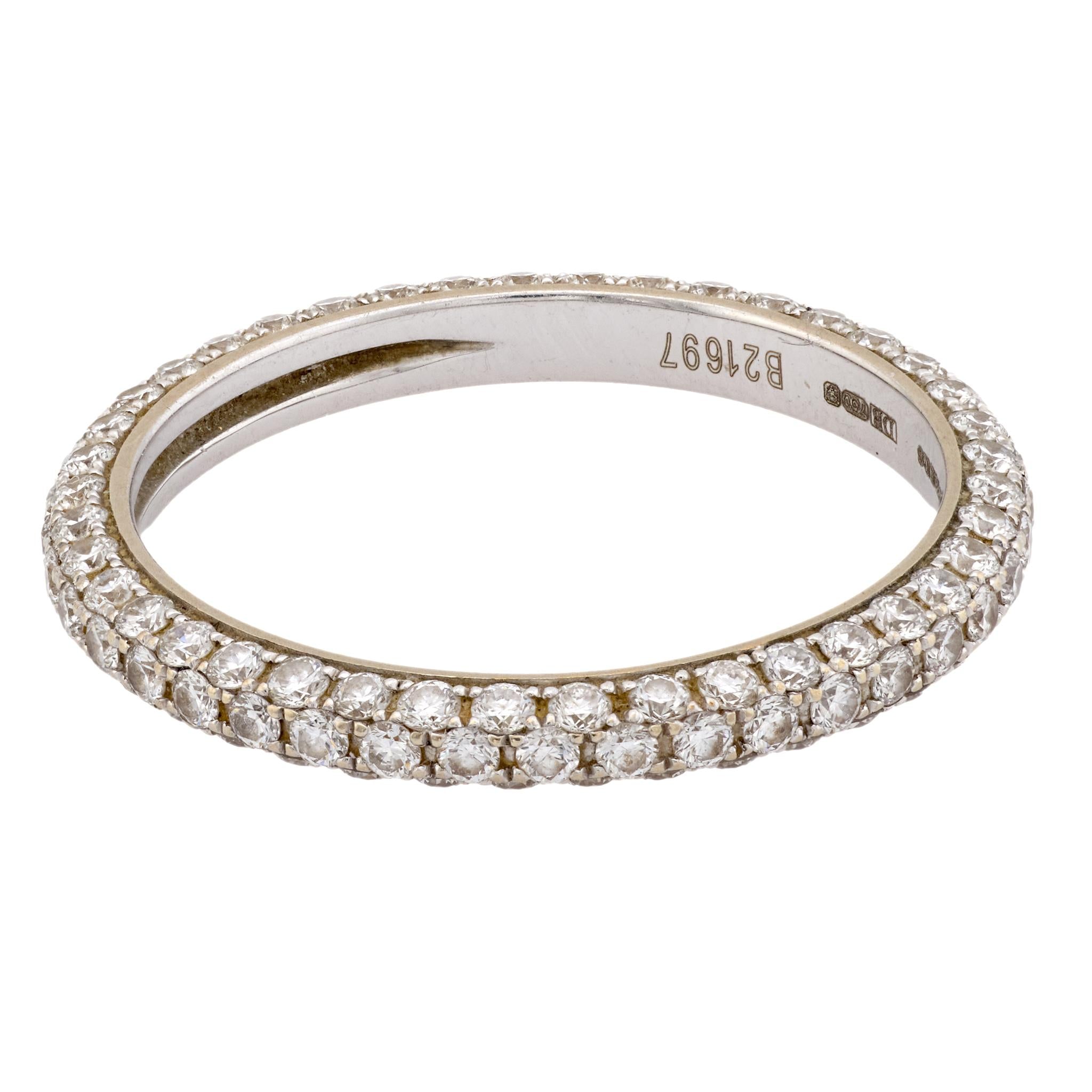 Vintage De Beers diamond 18k white gold pave band