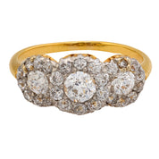 Victorian diamond 18k yellow gold 3 stone ring