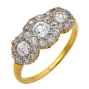 Victorian diamond 18k yellow gold 3 stone ring