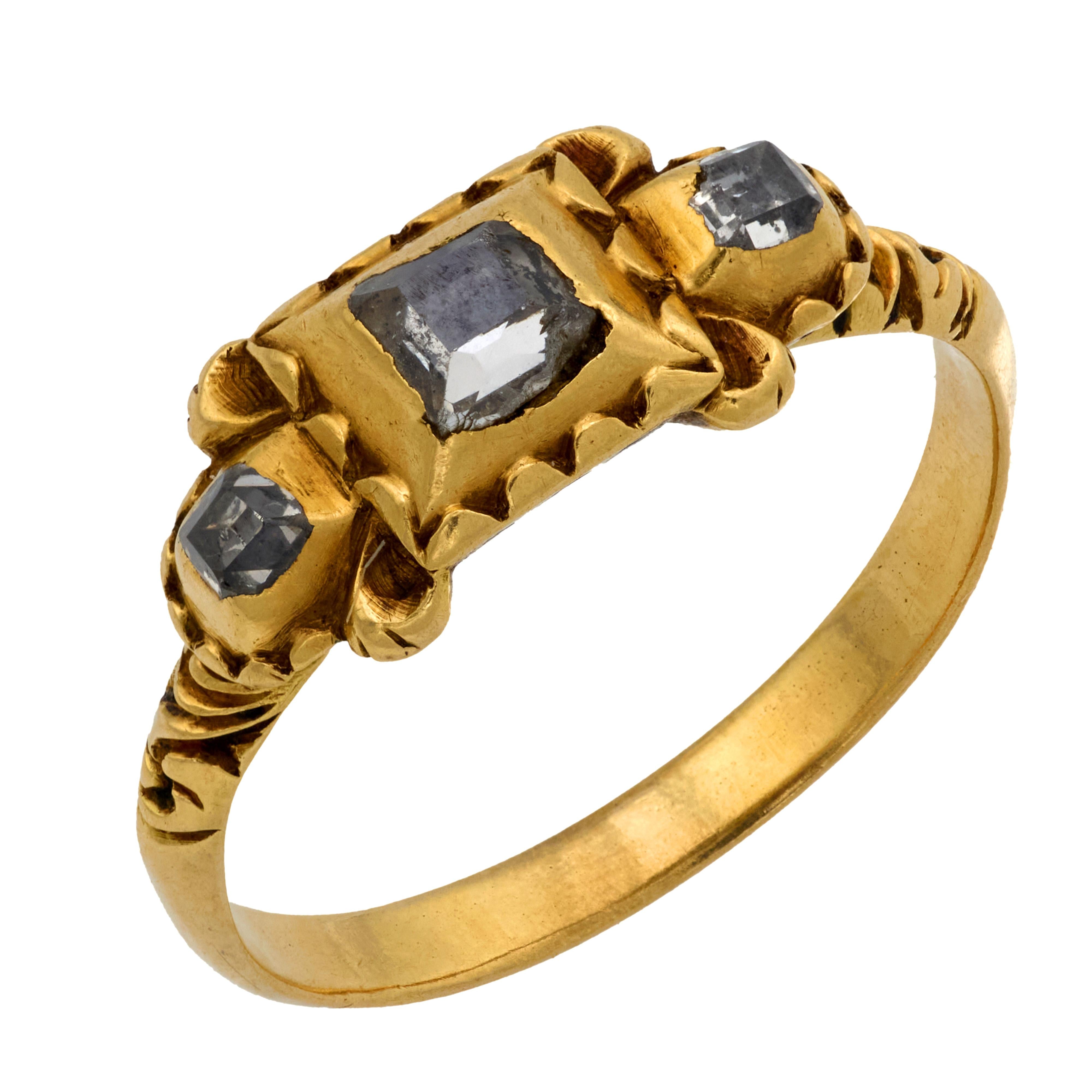19th Century diamond 18k yellow gold ring