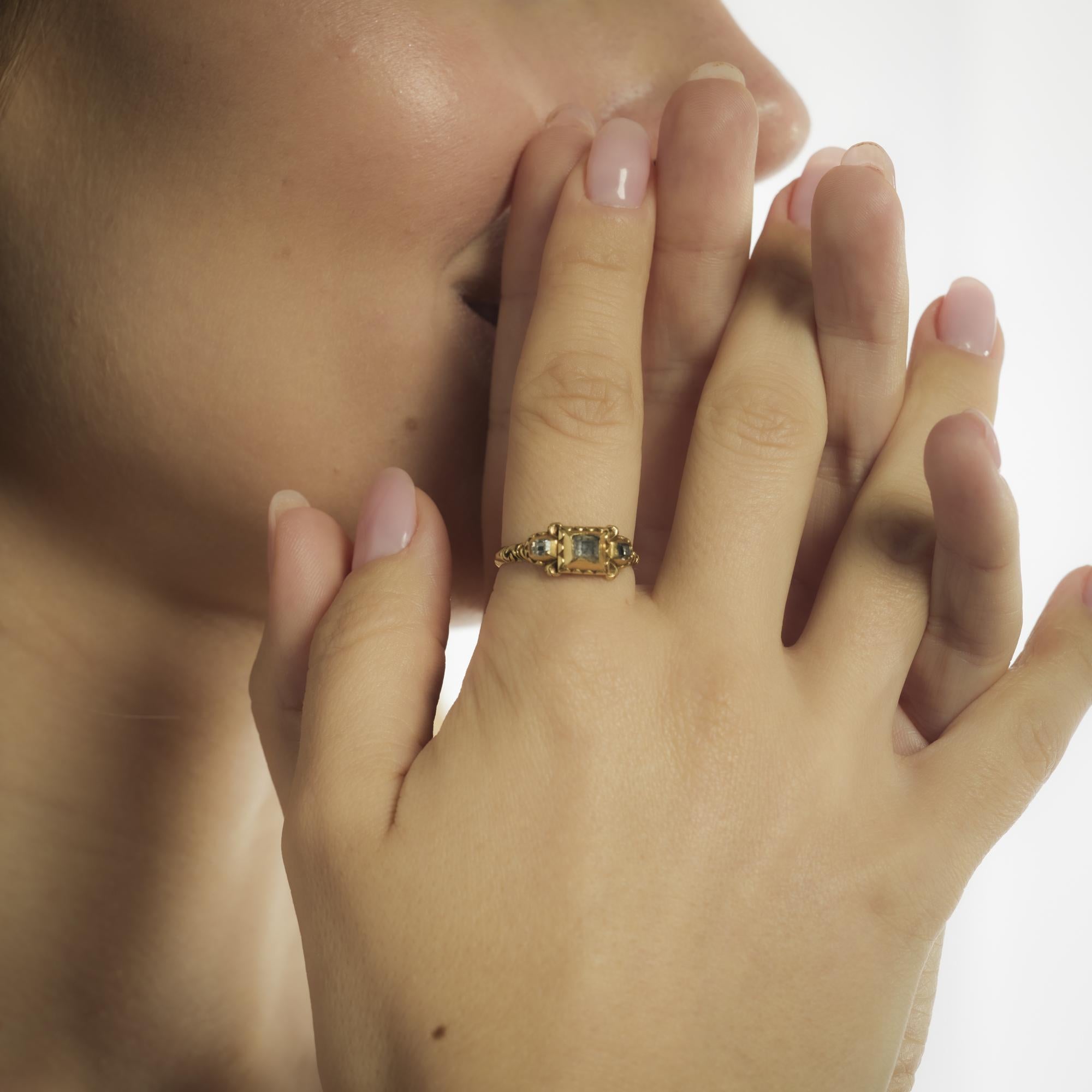 19th Century diamond 18k yellow gold ring