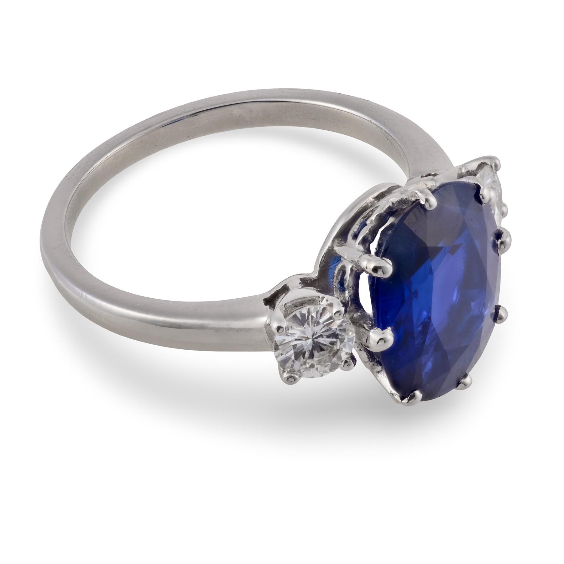 French AGL 4.17 carat Burma no heat sapphire diamond platinum ring