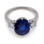 French AGL 4.17 carat Burma no heat sapphire diamond platinum ring