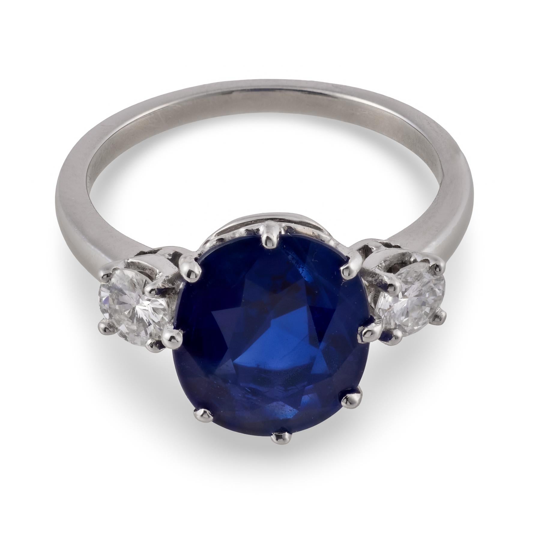 French AGL 4.17 carat Burma no heat sapphire diamond platinum ring