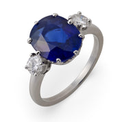 French AGL 4.17 carat Burma no heat sapphire diamond platinum ring