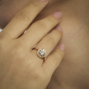 GIA 1.42 carat diamond 18k rose gold halo engagement ring