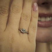 GIA 1.03 carat Asscher cut diamond 18k white gold engagement ring