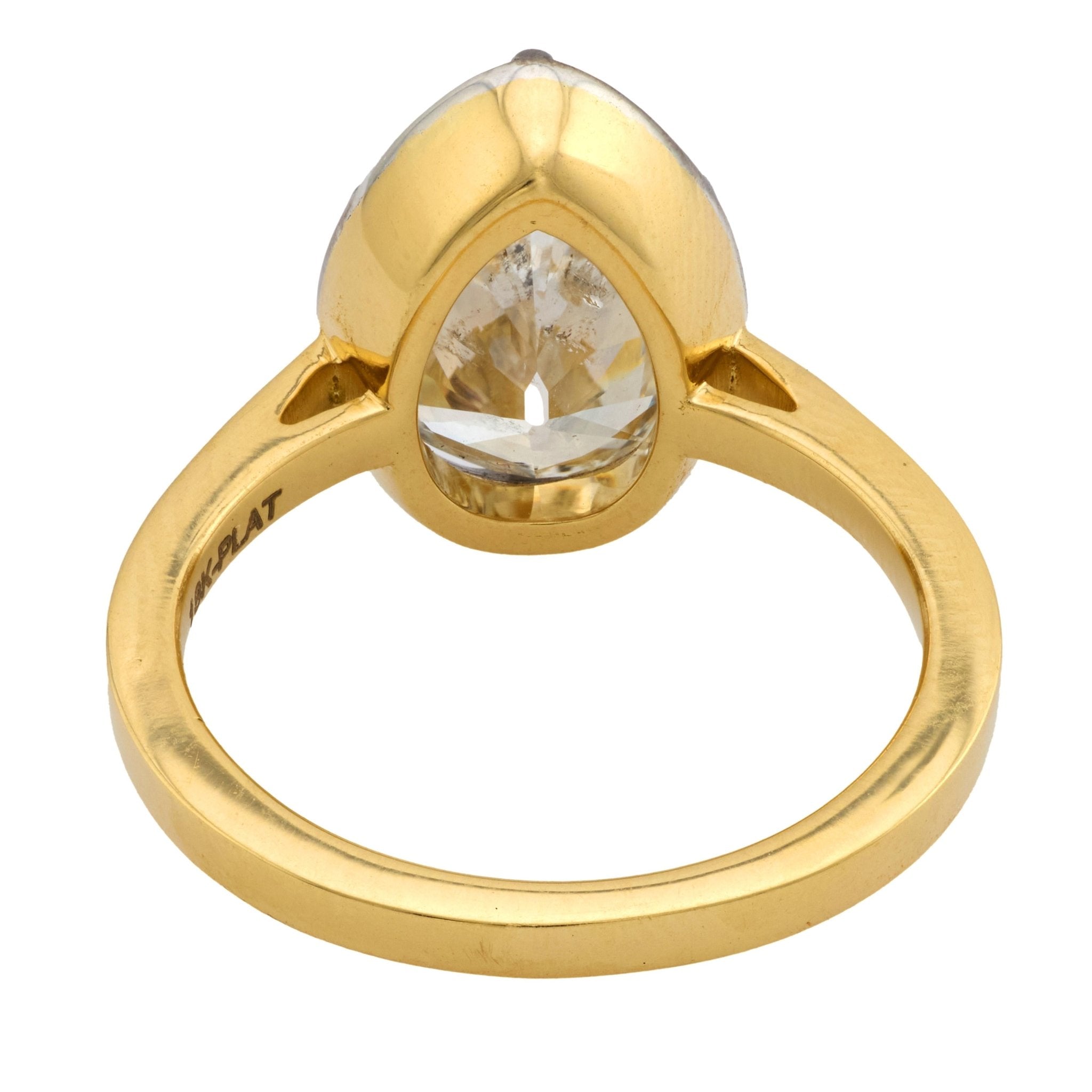 GIA 3.07 carat pear cut diamond 18k yellow gold platinum engagement ring