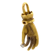Mid Century diamond 18k yellow gold hand pendant