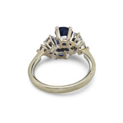 Vintage sapphire diamond 18k white gold ring