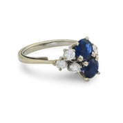 Vintage sapphire diamond 18k white gold ring