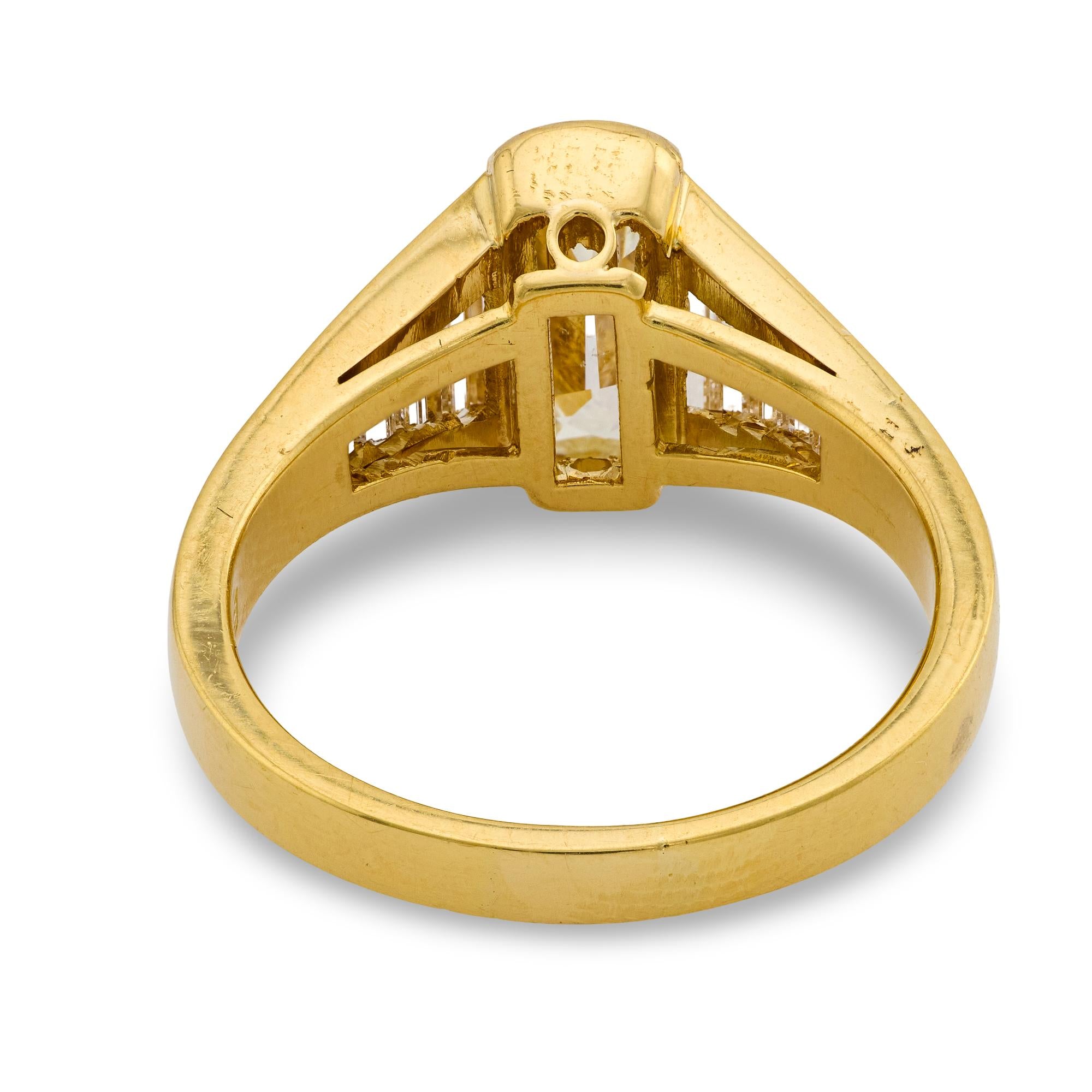 GIA 1.51 carat elongated cushion diamond 18k yellow gold engagement ring
