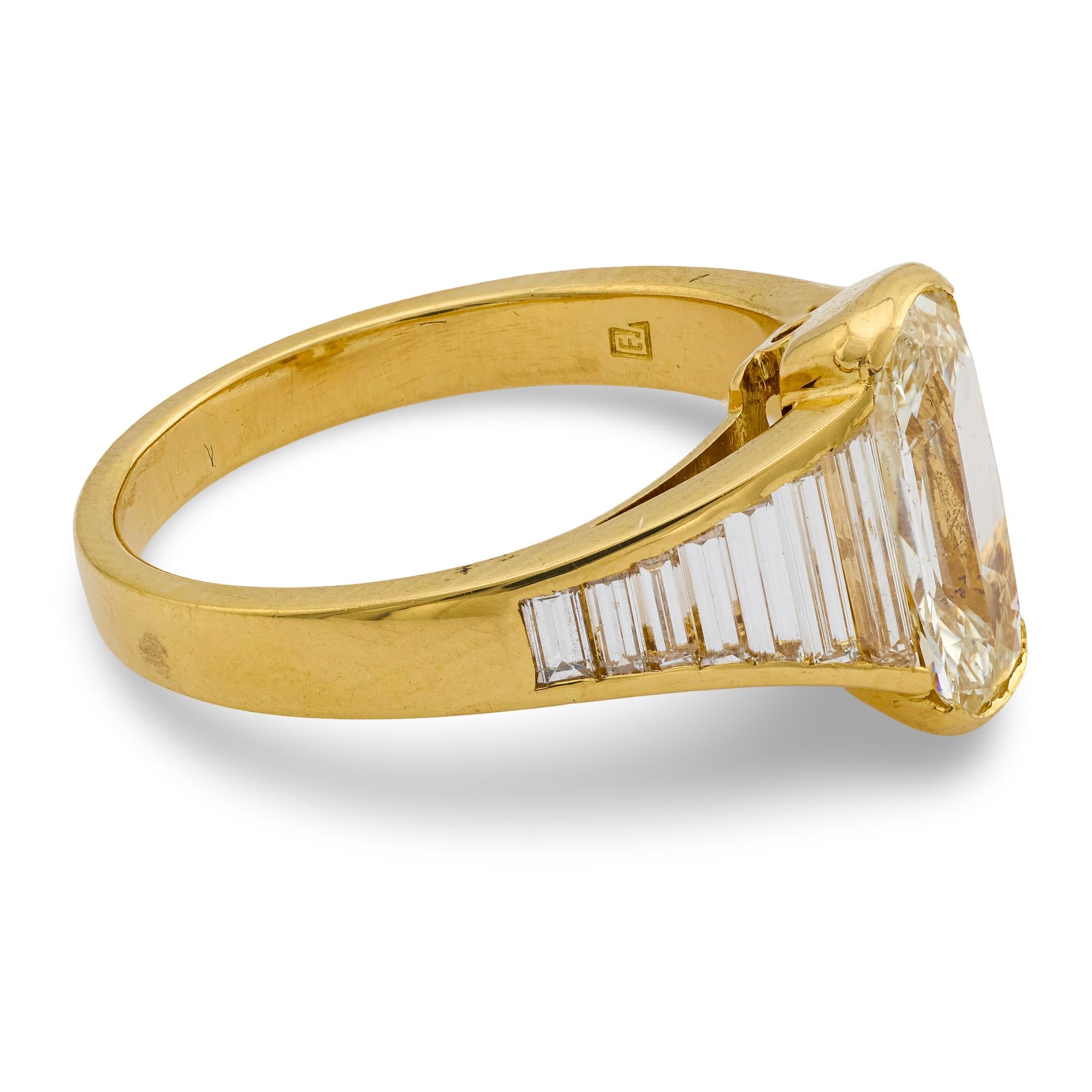 GIA 1.51 carat elongated cushion diamond 18k yellow gold engagement ring