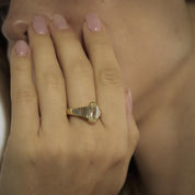 GIA 1.51 carat elongated cushion diamond 18k yellow gold engagement ring