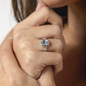 Art Deco GIA 3.69 carat sapphire diamond 14k white gold ring