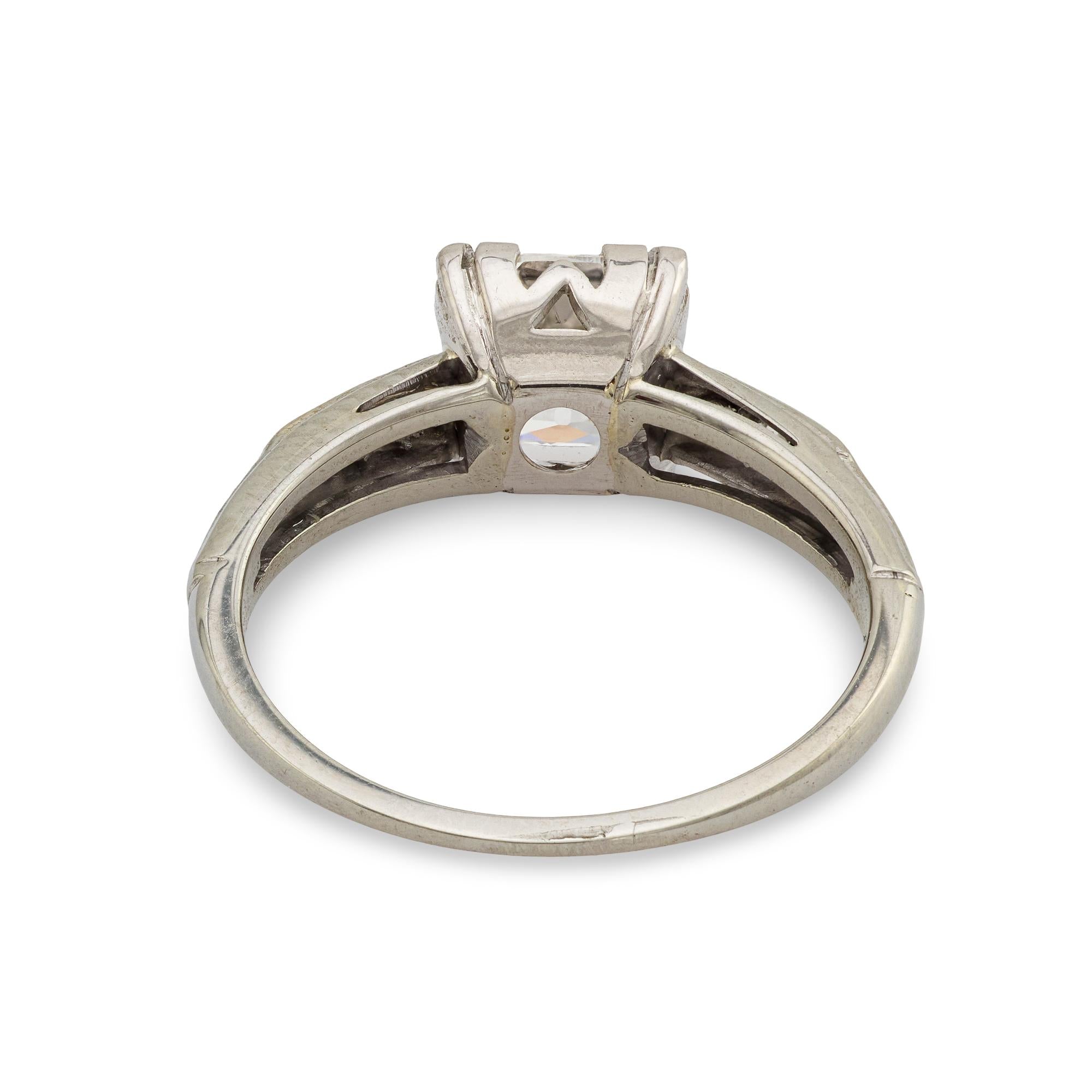 Art Deco GIA 1.52 carat old mine cut diamond platinum engagement ring