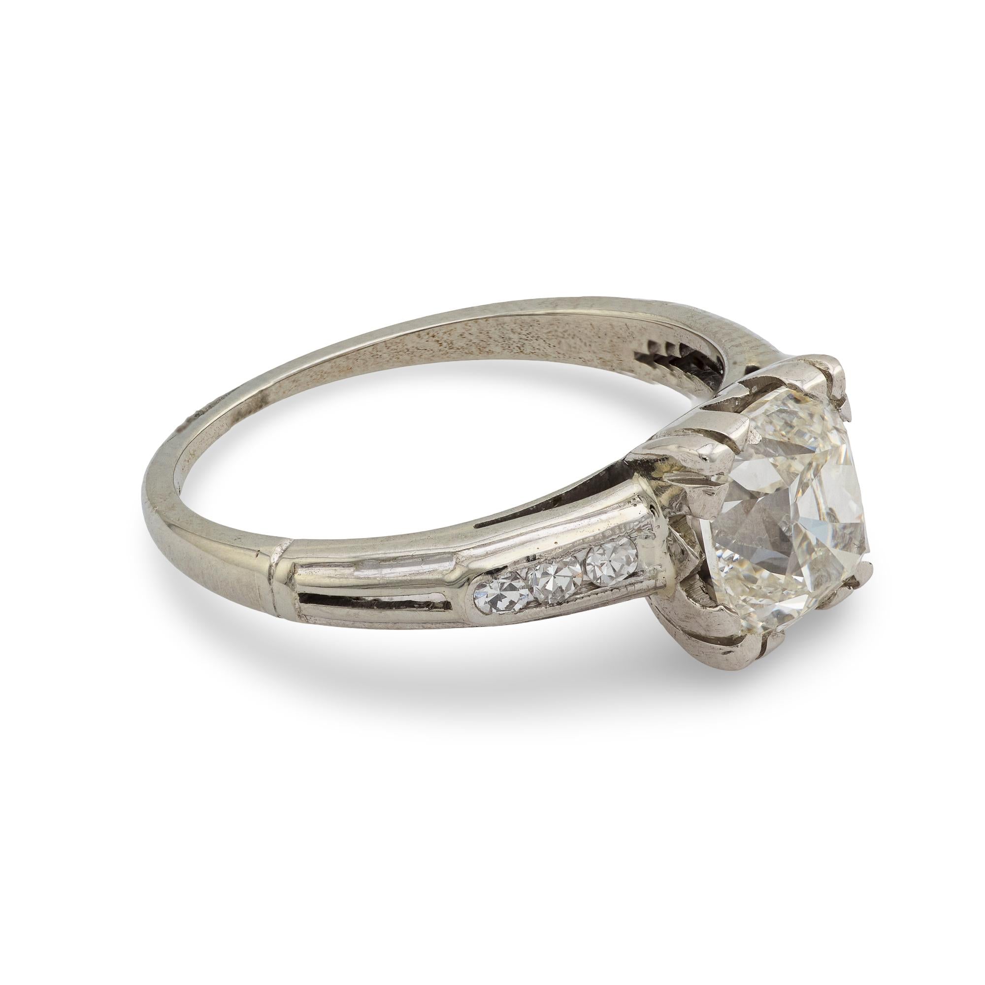 Art Deco GIA 1.52 carat old mine cut diamond platinum engagement ring