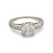 Art Deco GIA 1.52 carat old mine cut diamond platinum engagement ring