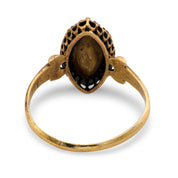 Victorian rose cut diamond 18k yellow gold navette ring