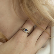 Edwardian sapphire diamond 18k yellow gold and platinum ring