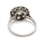 Edwardian diamond platinum cluster engagement ring