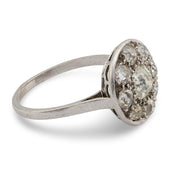 Edwardian diamond platinum cluster engagement ring