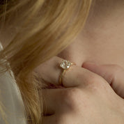 Vintage old mine cut diamond 14k yellow gold solitaire engagement ring