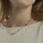 Vintage multi stone 18k white gold and platinum choker necklace
