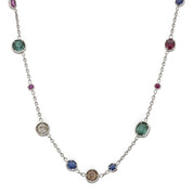 Vintage multi stone 18k white gold and platinum choker necklace