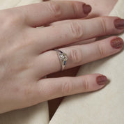 Art Deco diamond sapphire platinum engagement ring