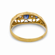 Victorian sapphire diamond 18k yellow gold ring