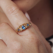 Victorian sapphire diamond 18k yellow gold ring