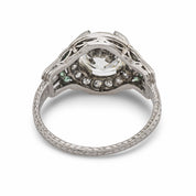 Art Deco GIA 2.06 carat diamond emerald platinum engagement ring