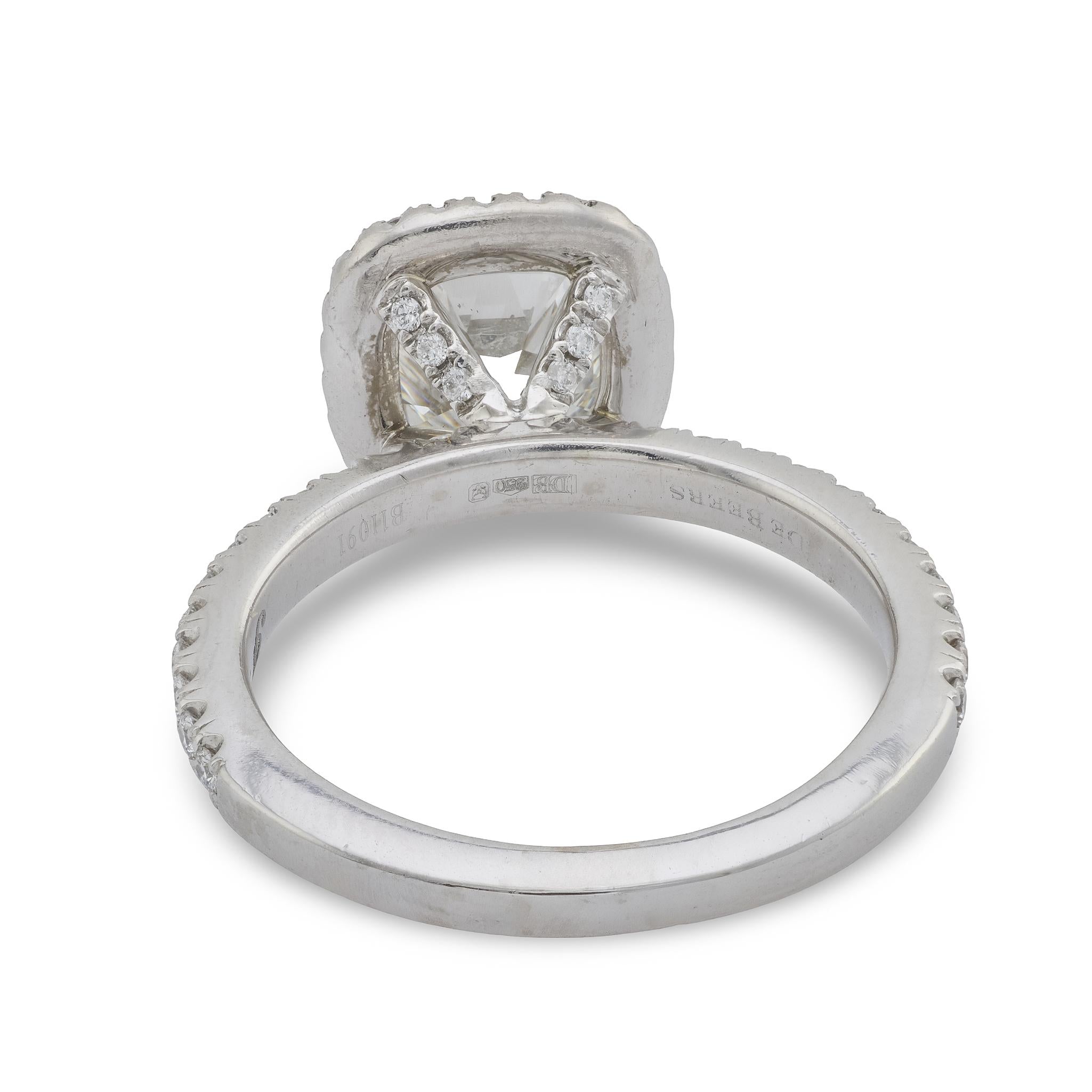 Vintage GIA De Beers 2.06 carat old mine cut diamond platinum engagement ring